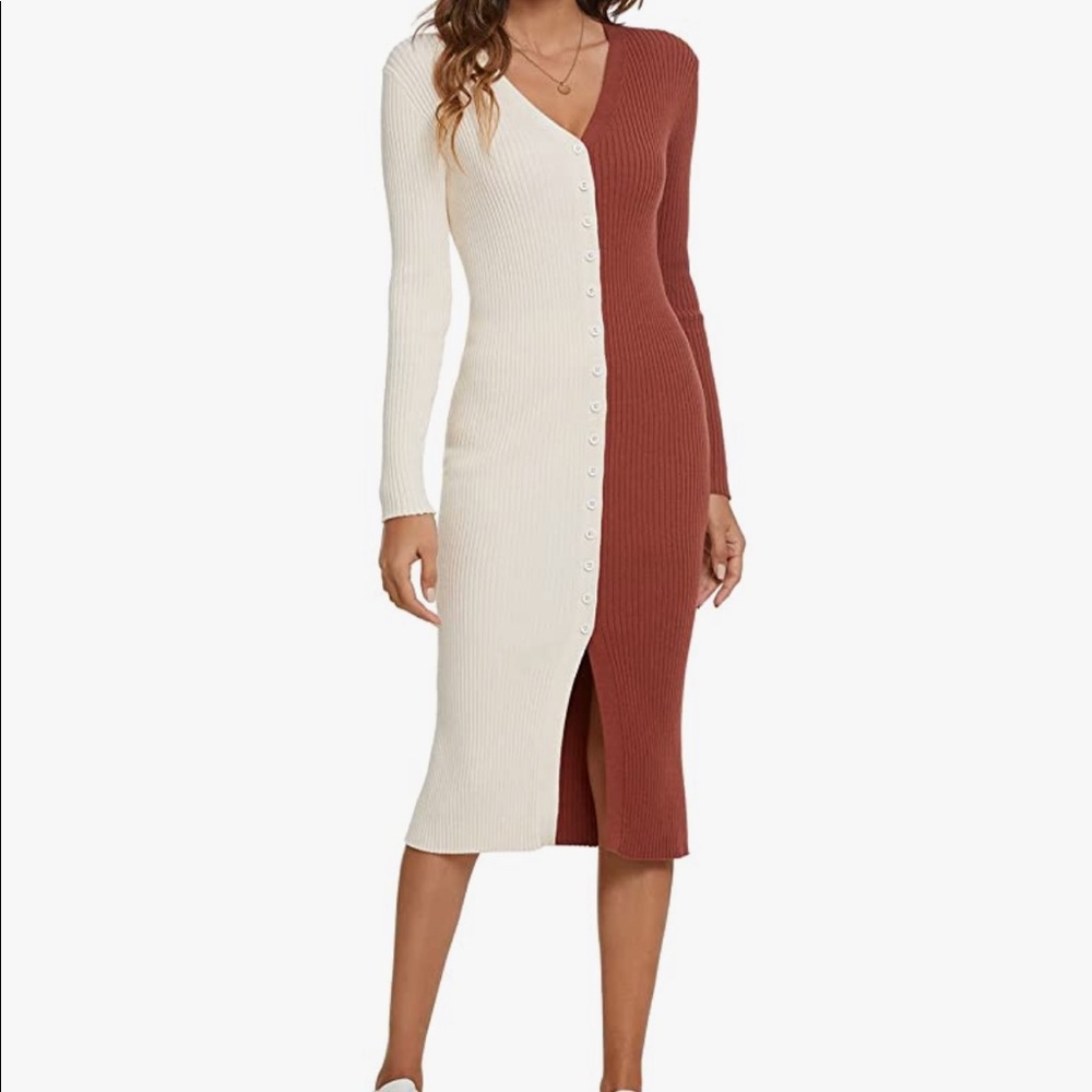 🍁CMZ2005 Button Down Long Sleeve Cardigan Dress